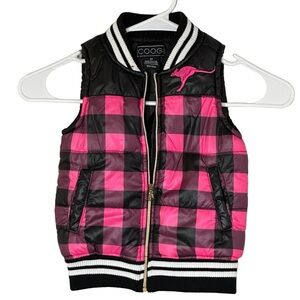 COOGI girls puffer vest‎ pink and black plaid sz 2T